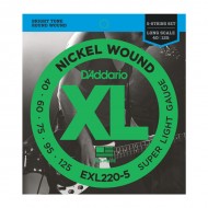 D'Addario EXL220-5 Nickel Wound 5-String Bass, Super Light, 40-125, Long Scale