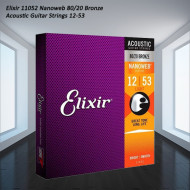 Elixir 11052 Nanoweb 80/20 Bronze Acoustic Guitar Strings 12-53 Elixir 11052 Nanoweb 80/20 Bronze Acoustic Guitar Strings 12-53