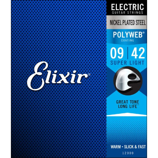 Elixir 12000 Polyweb Electric Guitar Strings 9-42 Elixir 12000 Polyweb Electric Guitar Strings 9-42