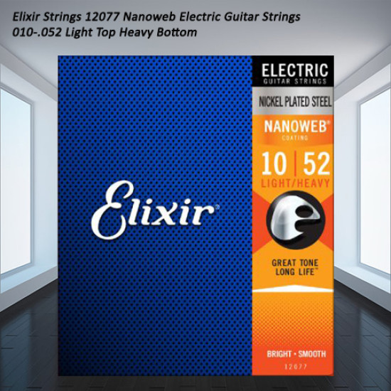 Elixir Strings 12077 Nanoweb Electric Guitar Strings - .010-.052 Light Top Heavy Bottom
