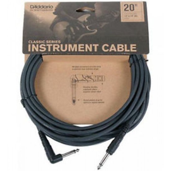 D'Addario Planet Waves PW-CGTRA-20 Classic Right Angle Instrument Cable D'Addario Planet Waves PW-CGTRA-20 Classic Right Angle Instrument Cable