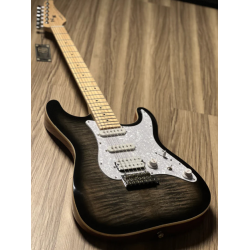 SQOE SEIB680 HSS with Flame Maple Top in Charcoal Black Burst