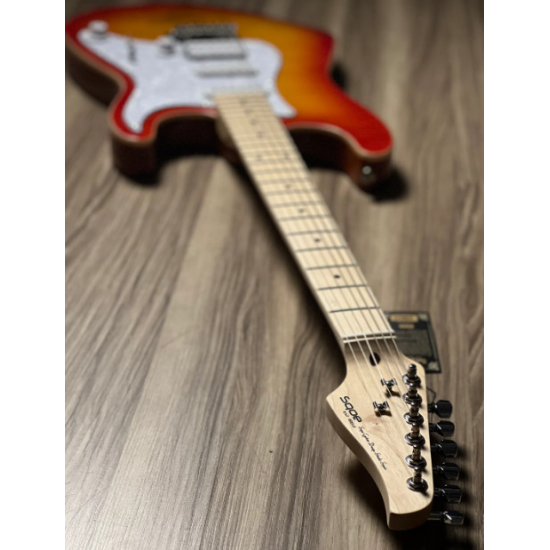 SQOE SEIB680 HSS with Flame Maple Top in Cherry Sunburst