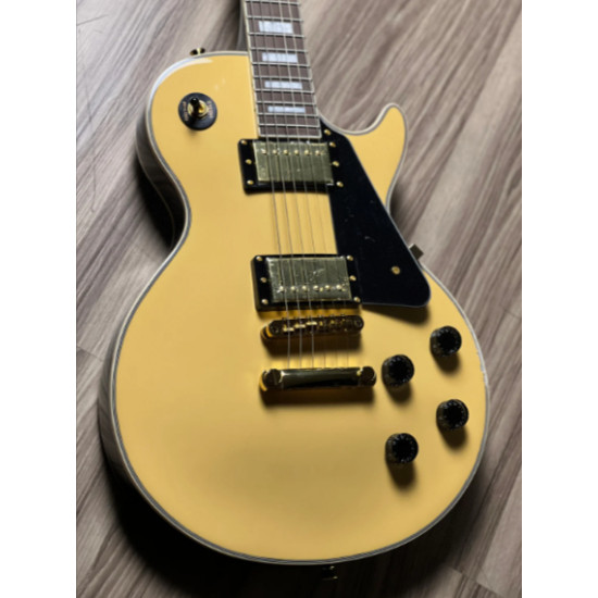 SQOE SELP300 In Vintage White with Gold Hardware Electric Guitar