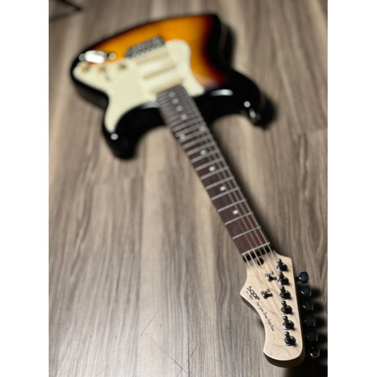 SQOE SEST200 Genesis Series in 3-Tone Sunburst Electric Guitar