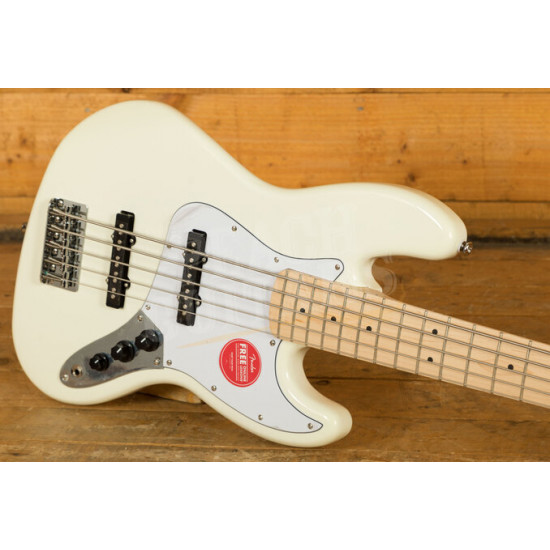 Squier Affinity Series Jazz Bass V 5 String Electric Bass Maple FB in Olympic White